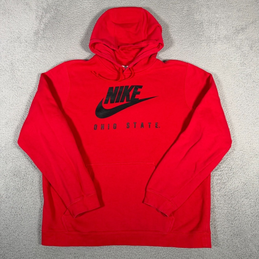 Ohio State Buckeyes Hoodie Adult XL Red Nike Sweatshirt Logo Pullover Cotton